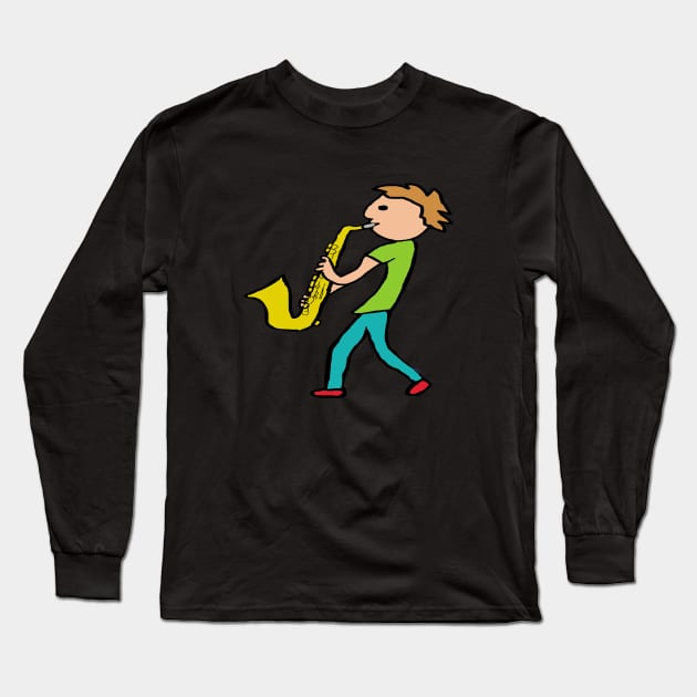 Saxophone Long Sleeve T-Shirt by Mark Ewbie